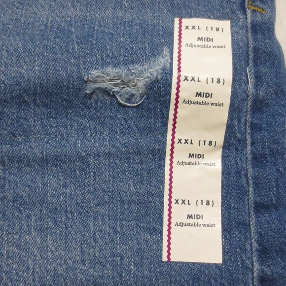 NWT CAT & JACK girls SHORTS blue DENIM distressed FRAYED midi ADJUSTABLE SIZE 18 - Picture 3 of 11